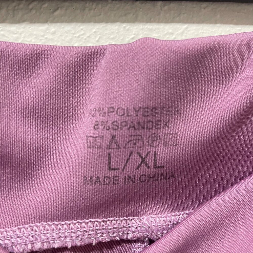 Womens Lavender High-Waisted Leggings With Side Crisscross Detail & Pockets L/XL - Picture 6 of 12